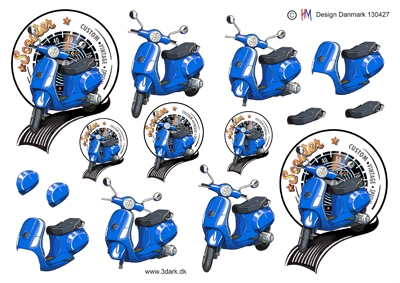 3D Blå scooter